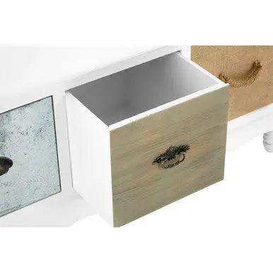 White and Natural Storage Rectangular Coffee Table with 3 Drawers, Weymouth