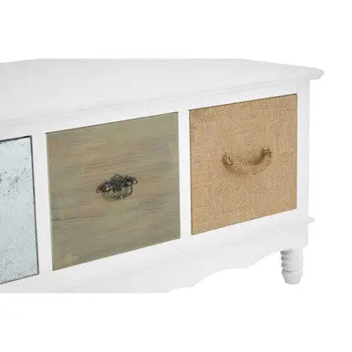 White and Natural Storage Rectangular Coffee Table with 3 Drawers, Weymouth
