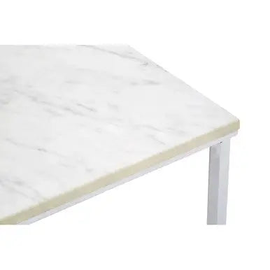 White Faux Marble Coffee Table with Chrome Lattice Leg Design, Allure
