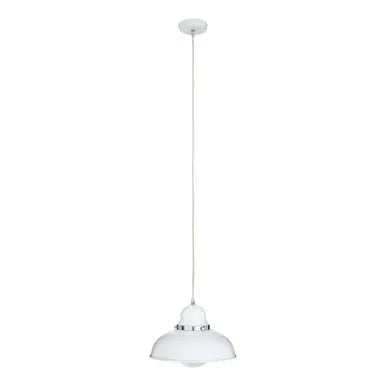 White Finish Pendant Light with Chrome Detail | Jasper