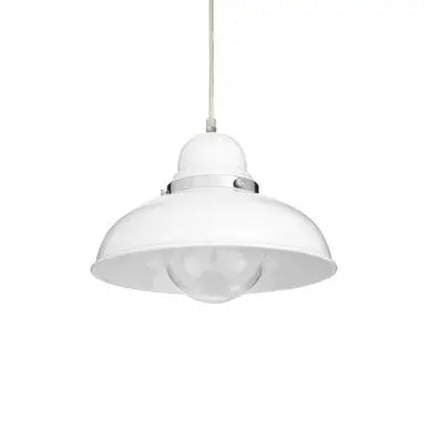 White Finish Pendant Light with Chrome Detail | Jasper
