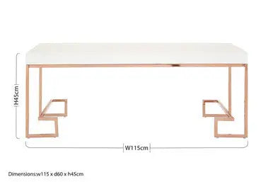 White High Gloss Wood Top Coffee Table with Rose Gold Angled Stainless Steel Leg, Allure