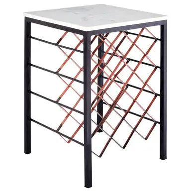 White Marble And Iron Wine Rack Table, Templar