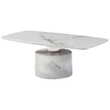 White Marble Coffee Table with Stainless Steel Support, Sesto