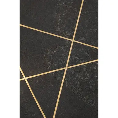 White Marble Round Top Coffee Table with Sculptural Geometric Gold Base, Rabia