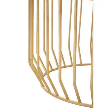 White Marble Top Coffee Table with Gold Finish Iron Cage Base, Pali
