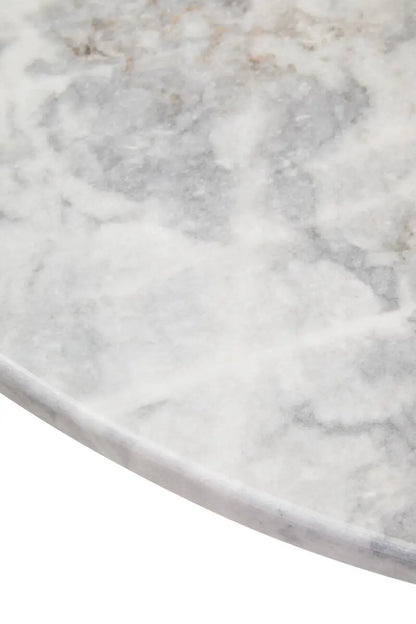 White Round Marble Top Large Coffee Table with Black Acacia Legs, Palermo