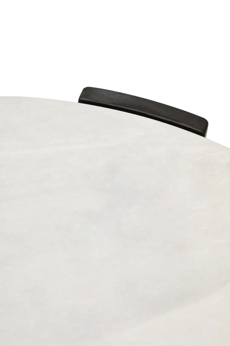White Round Marble Top Large Coffee Table with Black Acacia Legs, Palermo