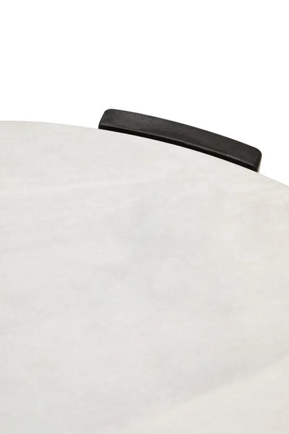 White Round Marble Top Large Coffee Table with Black Acacia Legs, Palermo