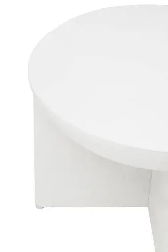 Whitewash Mango Wood Round Coffee Table with Cut-Out Pedestal Base, Walsa
