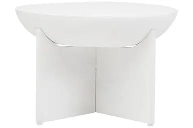 Whitewash Mango Wood Round Coffee Table with Cut-Out Pedestal Base, Walsa