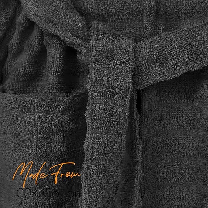 Women’s Hydro Ribbed Ultra Soft 100% Cotton Hooded Bath Robes with Pockets and Belt Luxury Terry Towelling Loungewear