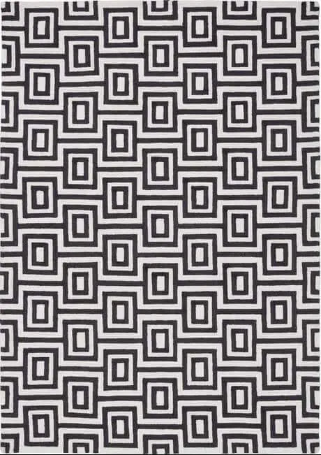 Wool Labyrinth Rug White and Black
