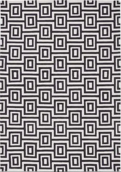 Wool Labyrinth Rug White and Black