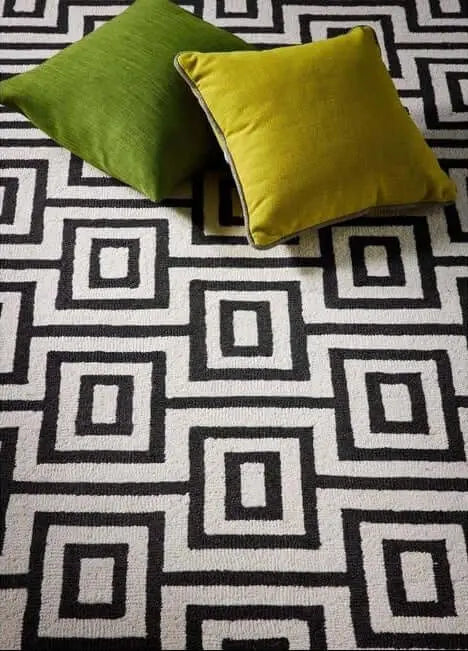 Wool Labyrinth Rug White and Black