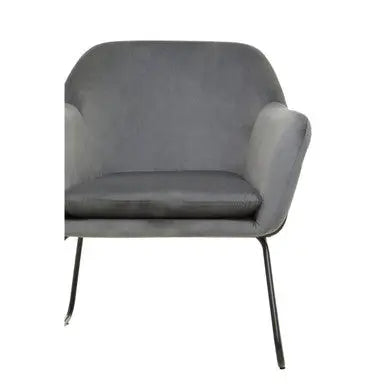 Xander Grey Velvet Accent Chair with Black Finish Legs