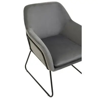 Xander Grey Velvet Accent Chair with Black Finish Legs