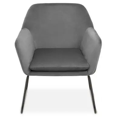 Xander Grey Velvet Accent Chair with Black Finish Legs