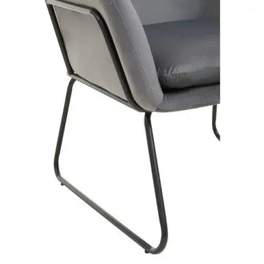 Xander Grey Velvet Accent Chair with Black Finish Legs