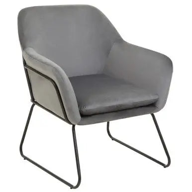 Xander Grey Velvet Accent Chair with Black Finish Legs