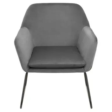 Xander Grey Velvet Accent Chair with Black Finish Legs