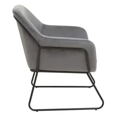 Xander Grey Velvet Accent Chair with Black Finish Legs
