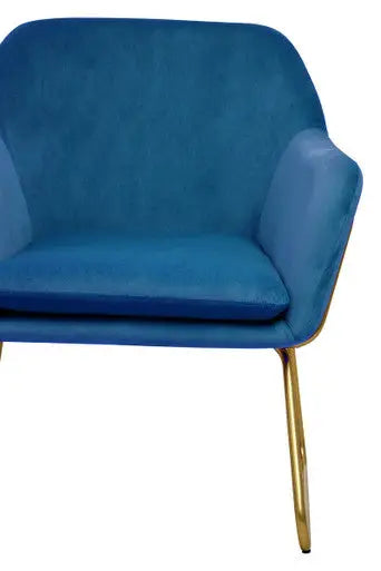 Xander Midnight Blue Velvet Accent Chair with Brushed Gold Legs