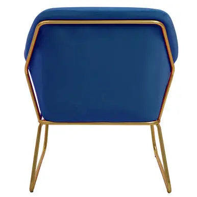 Xander Midnight Blue Velvet Accent Chair with Brushed Gold Legs