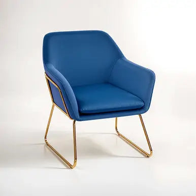 Xander Midnight Blue Velvet Accent Chair with Brushed Gold Legs