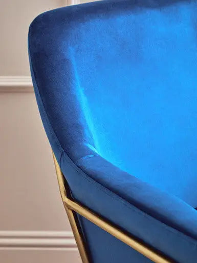 Xander Midnight Blue Velvet Accent Chair with Brushed Gold Legs