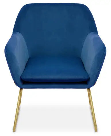 Xander Midnight Blue Velvet Accent Chair with Brushed Gold Legs
