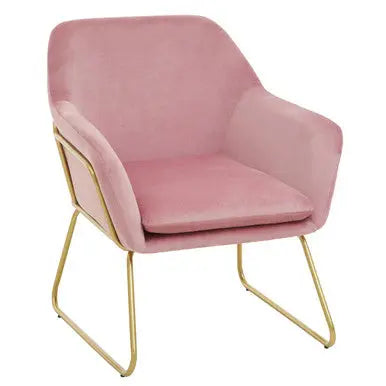 Xander Pink Velvet Accent Chair with Brushed Gold Finish Legs