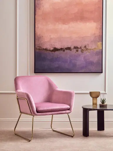 Xander Pink Velvet Accent Chair with Brushed Gold Finish Legs