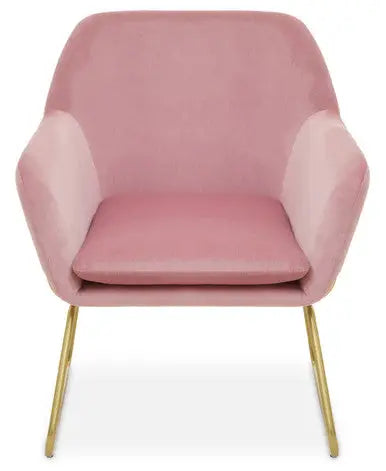 Xander Pink Velvet Accent Chair with Brushed Gold Finish Legs