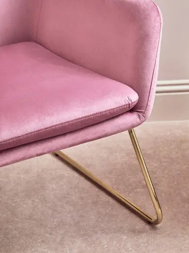 Xander Pink Velvet Accent Chair with Brushed Gold Finish Legs