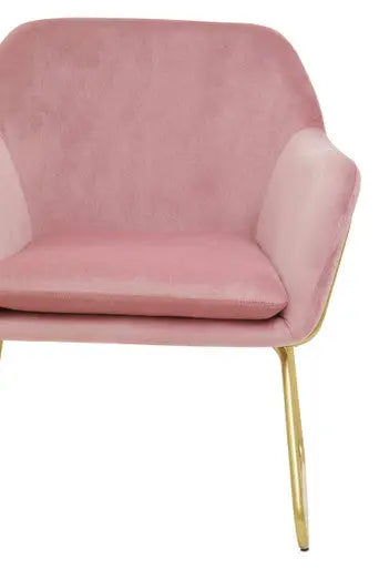 Xander Pink Velvet Accent Chair with Brushed Gold Finish Legs