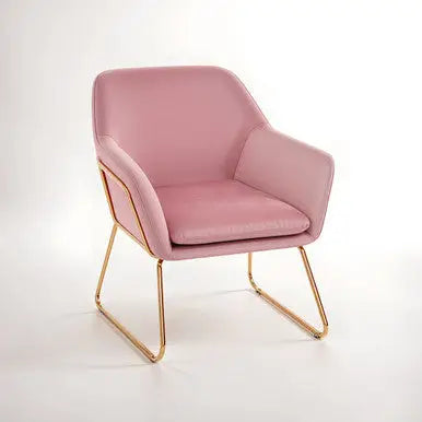 Xander Pink Velvet Accent Chair with Gold Finish Base