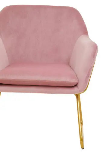 Xander Pink Velvet Accent Chair with Gold Finish Base