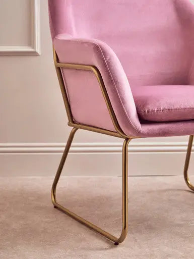 Xander Pink Velvet and Powder Gold Frame Armchair
