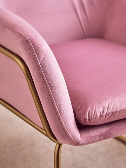 Xander Pink Velvet and Powder Gold Frame Armchair