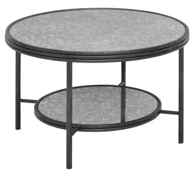Xania Antique Mirrored Glass 2 Tier Round Coffee Table