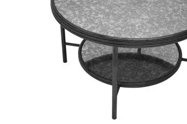 Xania Antique Mirrored Glass 2 Tier Round Coffee Table