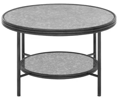 Xania Antique Mirrored Glass 2 Tier Round Coffee Table