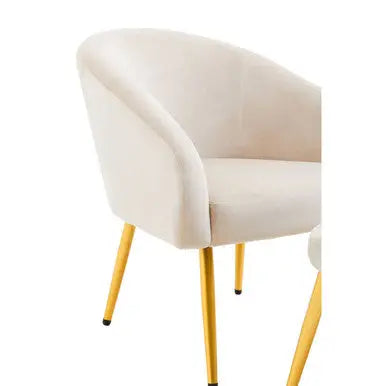 Yasmeen Beige Velvet Chair and Footstool Set