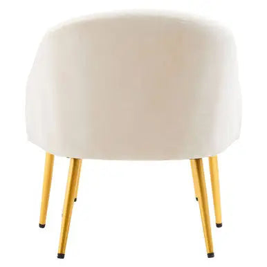 Yasmeen Beige Velvet Chair and Footstool Set