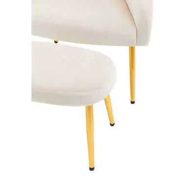 Yasmeen Beige Velvet Chair and Footstool Set