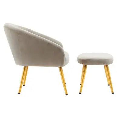Yasmeen Mink Velvet Chair And Footstool