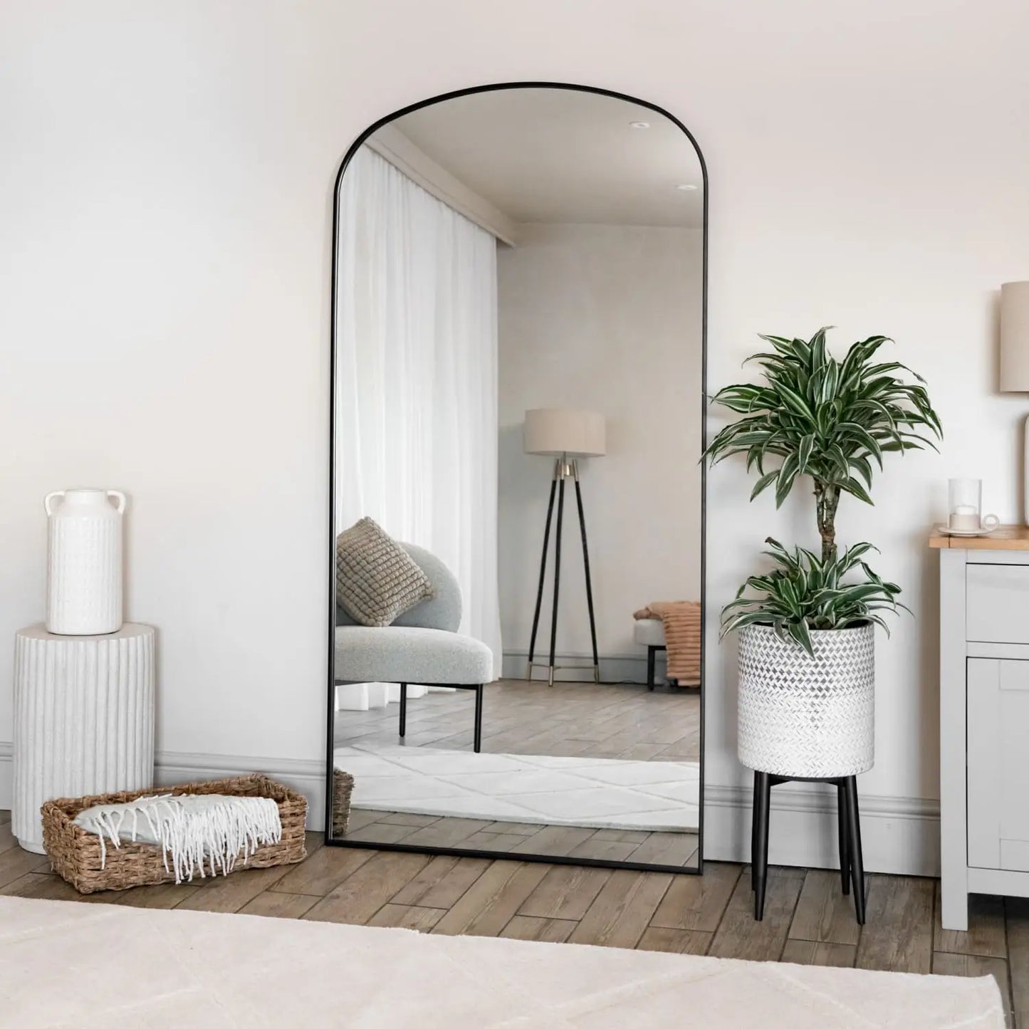 Yoko - Full Length Black Metal Gentle Arch Mirror - 180cm x 90cm
