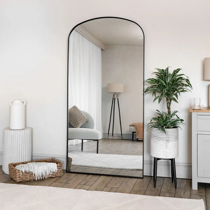 Yoko - Full Length Black Metal Gentle Arch Mirror - 180cm x 90cm