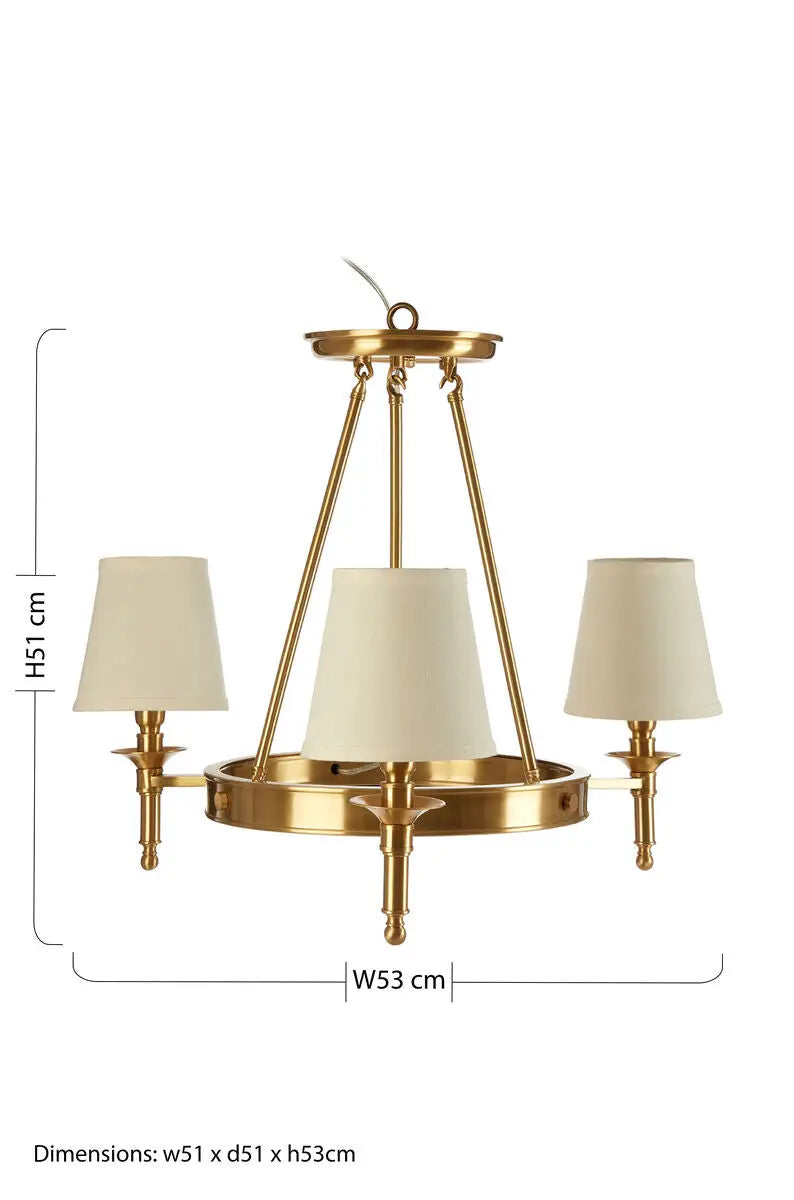 Zina Copper Finish 3 Arm Chandelier